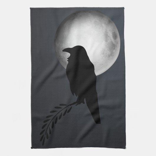 Moon & Crows, Black Bird Kittuch Raven Geschirrtuch (Vertikal)