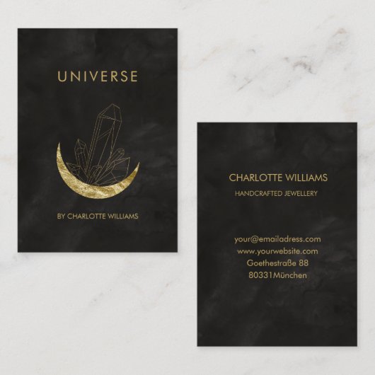 Moon Crystal Energy Healer Business Card Visitenkarte (Vorne/Hinten)