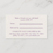 Moon Crystal Energy Healer Salon Beige Empfehlungskarte (Rückseite)