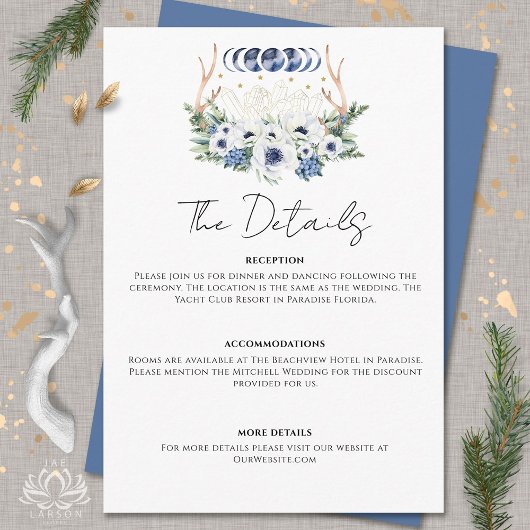 Moon Crystals Blume Boho Metaphysische Hochzeit Begleitkarte