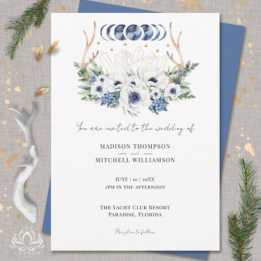 Moon Crystals Blume Boho Metaphysische Hochzeit Einladung