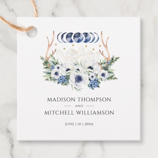 Moon Crystals Blume Boho Metaphysische Hochzeit Geschenkanhänger (Vorderseite)