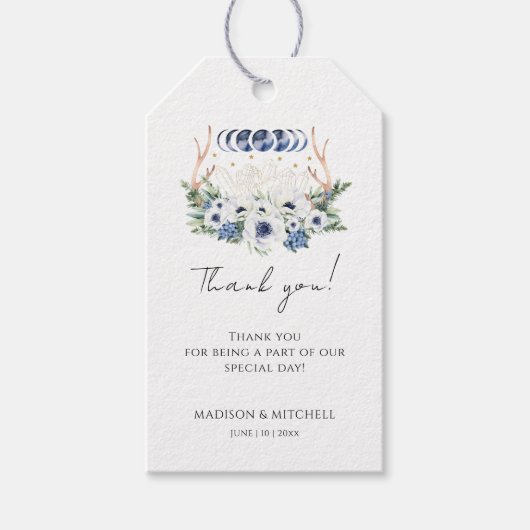 Moon Crystals Blume Boho Metaphysische Hochzeit Geschenkanhänger (Vorderseite)