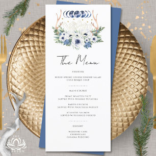 Moon Crystals Blume Boho Metaphysische Hochzeit Menükarte