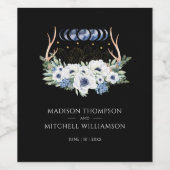 Moon Crystals Blume Boho Metaphysische Hochzeit Weinetikett (Einzelnes Label)