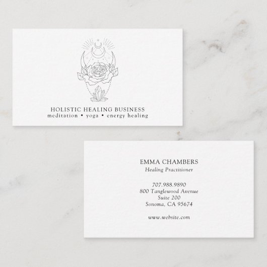 Moon Crystals FlowerHolistic Healing Business Card Visitenkarte (Vorne/Hinten)