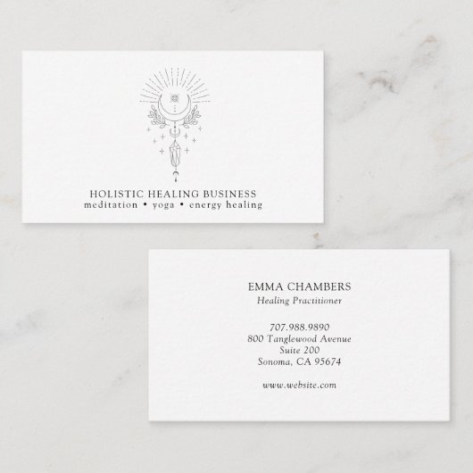 Moon Crystals Holistic Healing Visitenkarte (Vorne/Hinten)