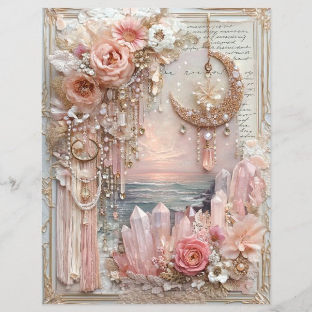 Moon Crystals Junk Journal Scrapbook Paper (Vorderseite)