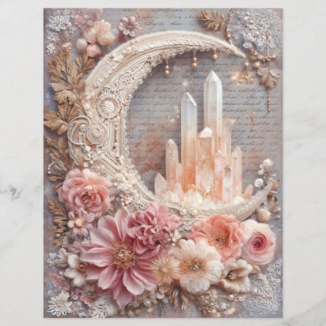 Moon Crystals Junk Journal Scrapbook Paper (Vorderseite)