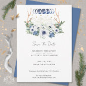 Moon Crystals White Blue Flowers Boho Metaphysisch Save The Date