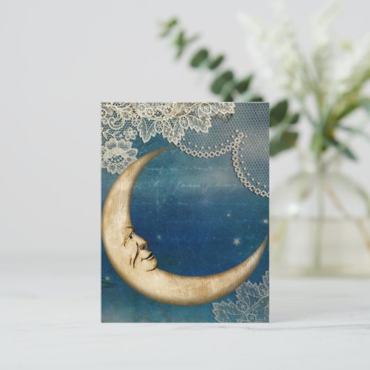 Moon Decoupage Postcard | Celestial Art Greeting Postkarte (Stehend Vorderseite)