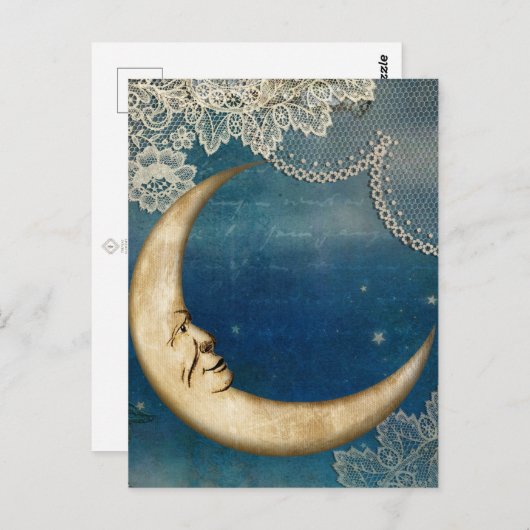 Moon Decoupage Postcard | Celestial Art Greeting Postkarte (Vorne/Hinten)