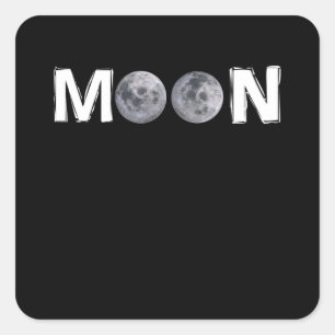 Moon Design mit 2 Mond anstelle von doppeltem "O" Quadratischer Aufkleber