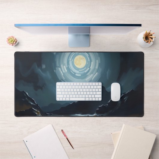 Moon Desk Mat - Ästhetische Mondphasen, Vollmond, Schreibtischunterlage (Büro 1)