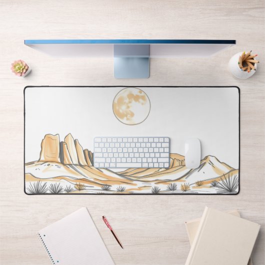 Moon Desk Mat - Ästhetische Mondphasen, Vollmond, Schreibtischunterlage (Büro 1)