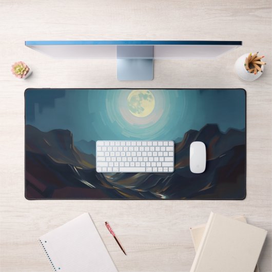 Moon Desk Mat - Ästhetische Mondphasen, Vollmond, Schreibtischunterlage (Büro 1)