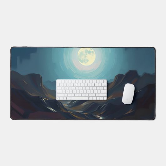 Moon Desk Mat - Ästhetische Mondphasen, Vollmond, Schreibtischunterlage (Tastatur & Maus)
