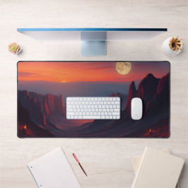 Moon Desk Mat - Ästhetische Mondphasen, Vollmond, Schreibtischunterlage