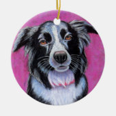 Moon Dog, Border Collie Keramik Ornament (Vorne)