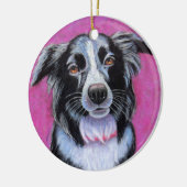 Moon Dog, Border Collie Keramik Ornament (Links)