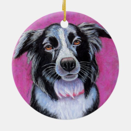 Moon Dog, Border Collie Keramik Ornament (Hinten)
