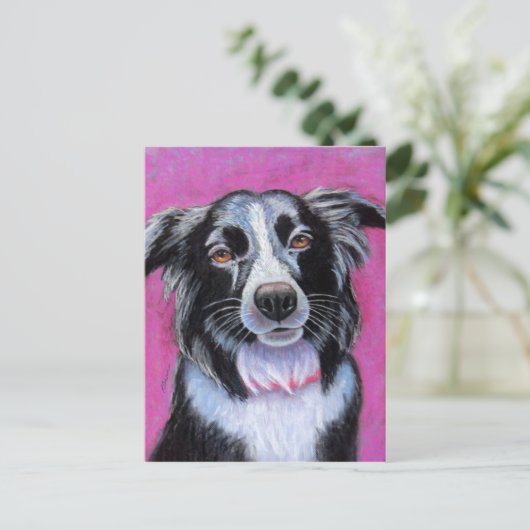 Moon Dog Border Collie Postkarte (Stehend Vorderseite)