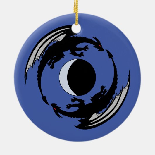 Moon Dragons Fantasy Design Keramik Ornament (Hinten)