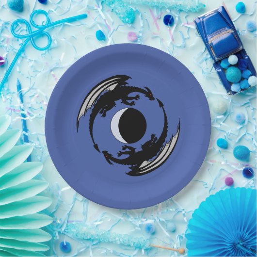 Moon Dragons Fantasy Design Paper Plate Pappteller (Party)