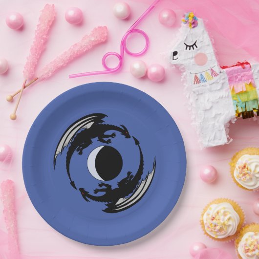 Moon Dragons Fantasy Design Paper Plate Pappteller (Party)