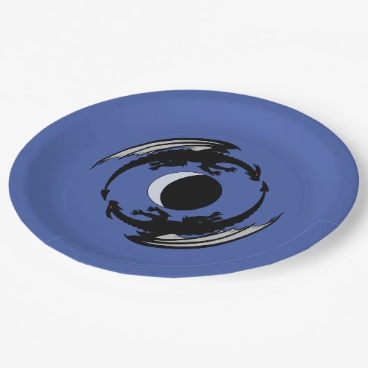 Moon Dragons Fantasy Design Paper Plate Pappteller (Schrägansicht)