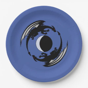 Moon Dragons Fantasy Design Paper Plate Pappteller