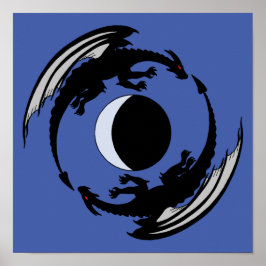 Moon Dragons Fantasy Design Poster