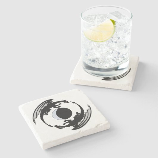 Moon Dragons Fantasy Design Steinuntersetzer (Seitenansicht)