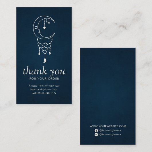 Moon Dreamcatcher Navy Blue Business Vielen Dank Visitenkarte (Vorne/Hinten)