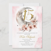 Moon Dusty pink Quinceanera Einladung (Vorderseite)