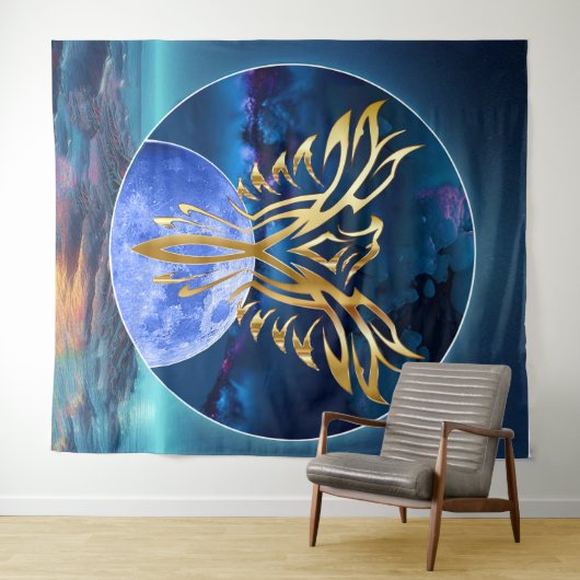 Moon Eagle Wandteppich (Beispiel (Horizontal))