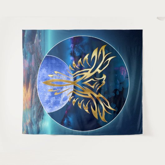 Moon Eagle Wandteppich (Vorderseite (Horizontal))