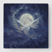 Moon - Ethereal Art Design Quadratische Wanduhr (Vorderseite)