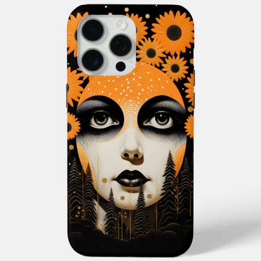 Moon Eyes Orange Floral Case-Mate iPhone Hülle (Rückseite)