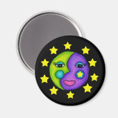 Moon Face and Stars Magnet (Vorderseite/Rückseite)