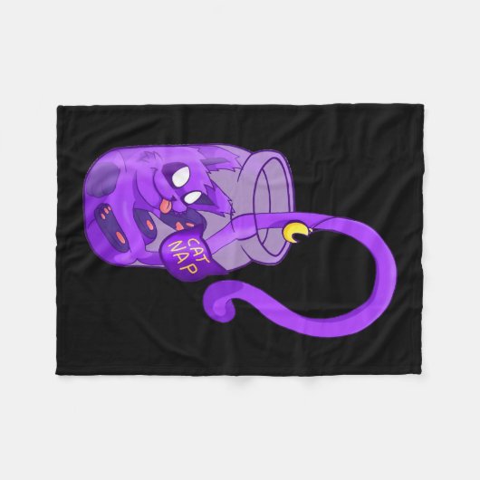 Moon Face Cat Nickerchen - Niedliche Katze Fleecedecke (Vorderseite (Horizontal))