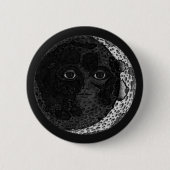 Moon Face Crescent Hand Drawn Ink Illustration Button (Vorderseite)
