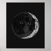 Moon Face Crescent Hand Drawn Ink Illustration Poster (Vorne)