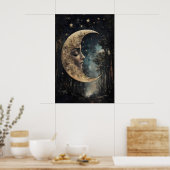 Moon Face In Forest Print, Gothic Witchy Poster (Küche)