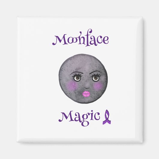 Moon Face lila Bandlupe Magnet (Vorne)