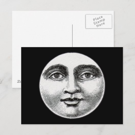 Moon Face Postkarte (Vorne/Hinten)