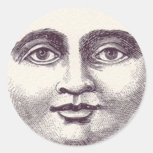 Moon Face Runder Aufkleber (Vorderseite)