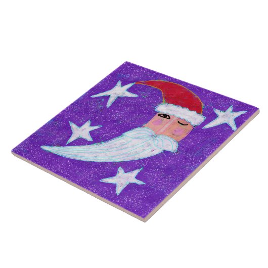 Moon Face Santa Claus Abstrakte Kunst Fliese (Seite)
