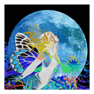 Moon Fairy Glossy Poster