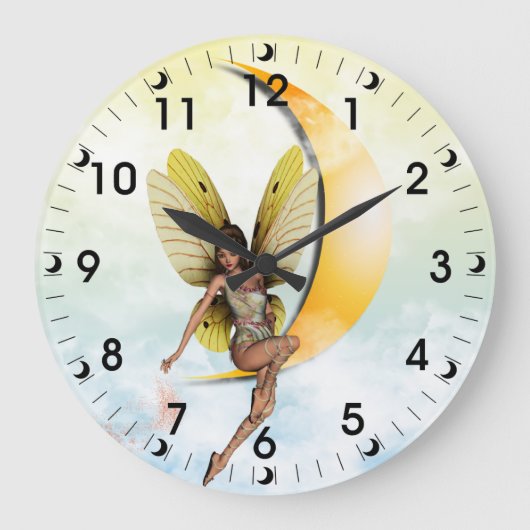 Moon Fairy Große Wanduhr (Vorderseite)
